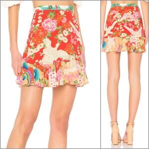 SPELL & The Gypsy Delilah Mini Skirt Red Floral size Medium